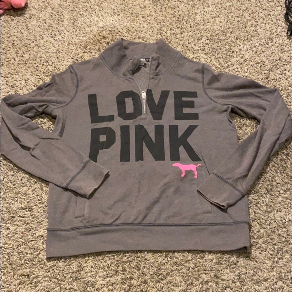 Gray love pink crew neck